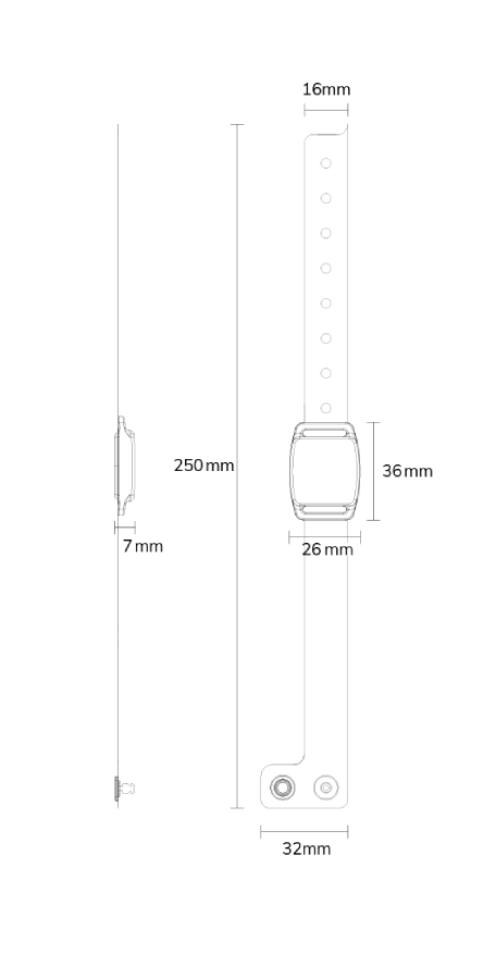 B6 醫(yī)用型智能手環(huán)尺寸圖